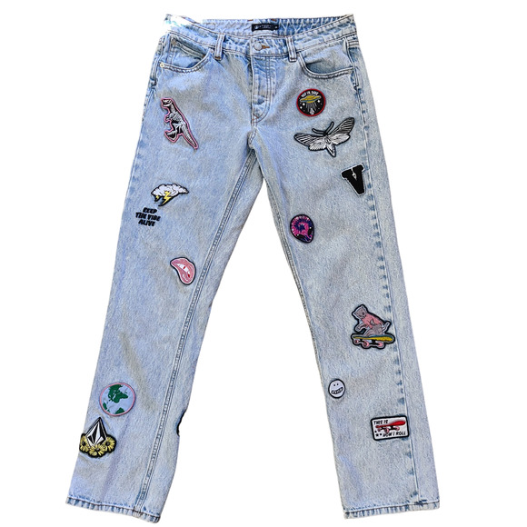 VOLCOM x GEORGIA MAY JAGGER Jeans with Patches True to This B1911809 Women's 26 - Picture 1 of 14